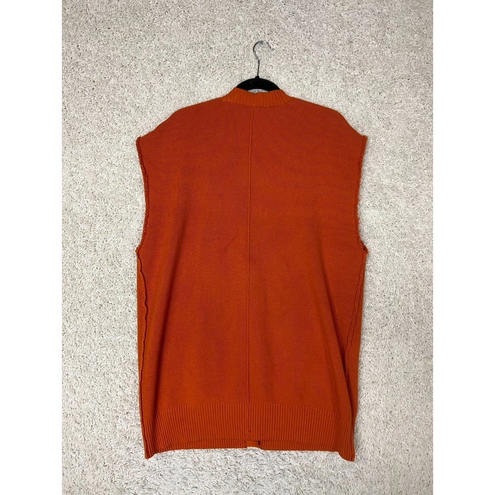 Free People Cardigan Sweater Vest Womens Medium Orange Oversized Button Front - Picture 5 of 7